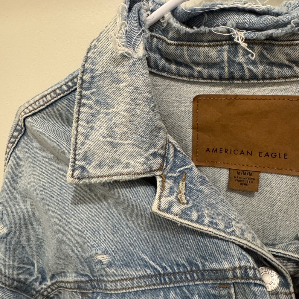 Denim Jacket With Geometric Pattern - image 3